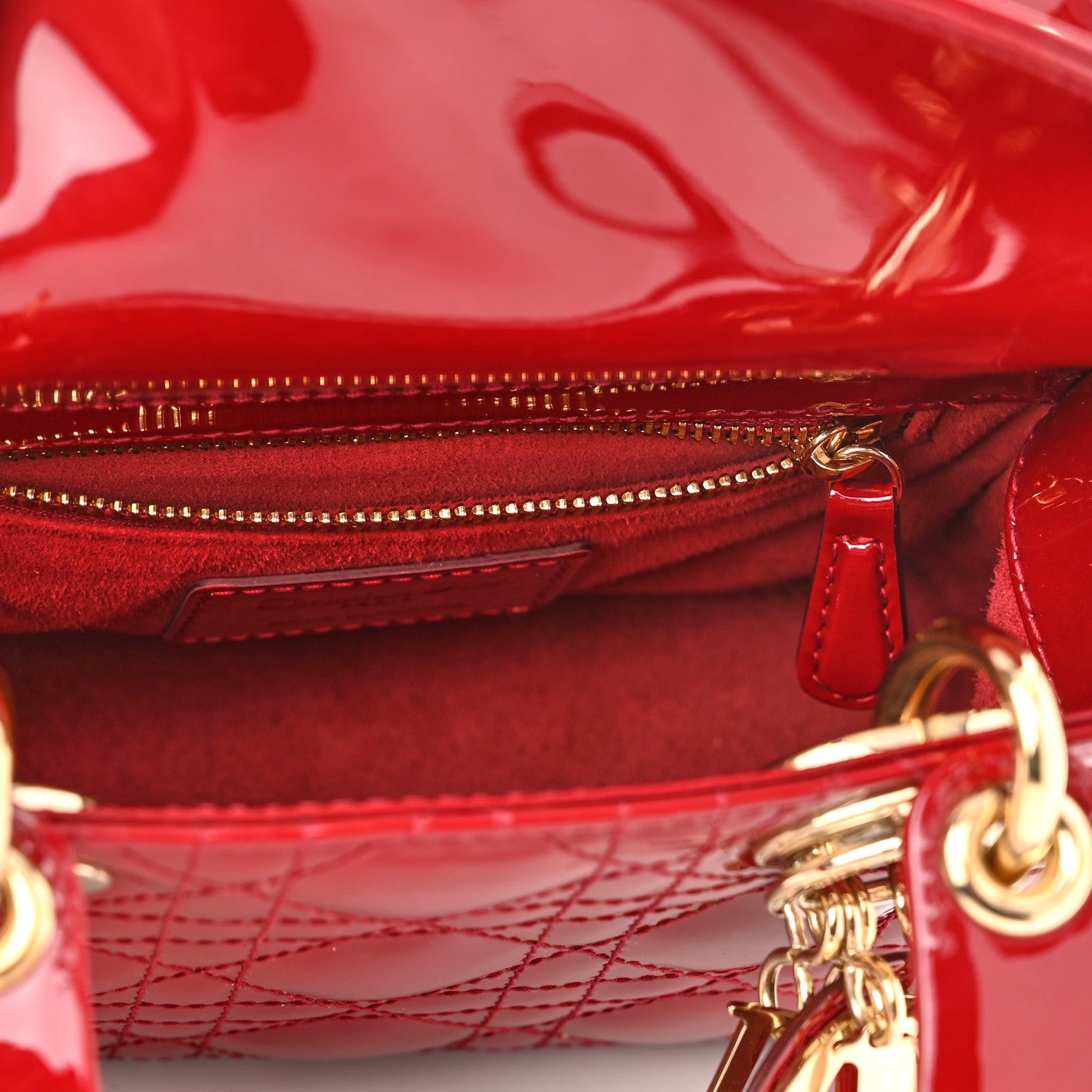 Christian Dior Patent Cannage Mini Lady Dior Red 5 of 10