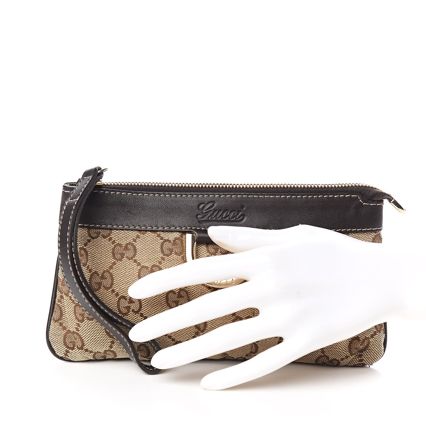 Monogram D Ring Wristlet Dark Brown