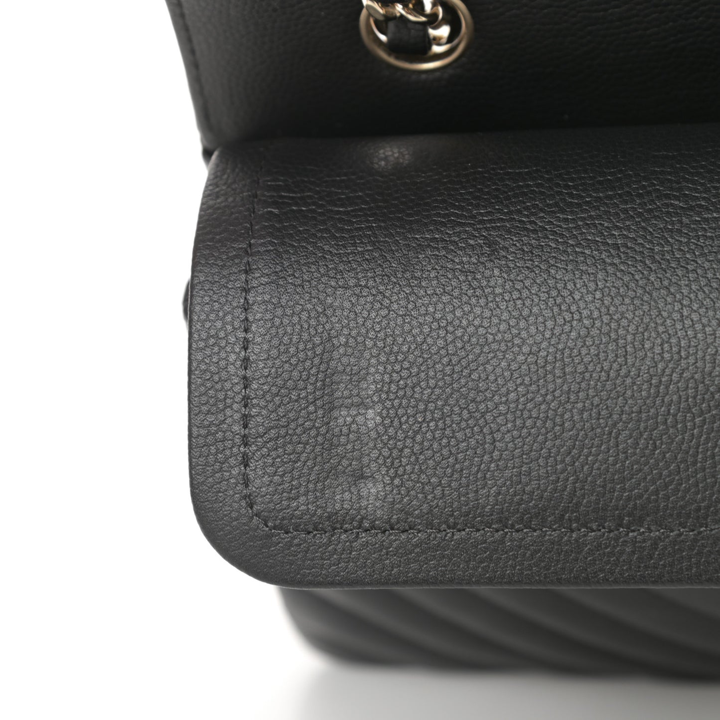 Caviar Chevron Quilted Small Double Flap Black