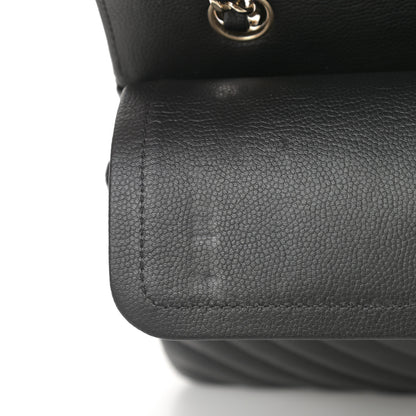 Chanel Caviar Chevron Quilted Small Double Flap Black 11 of 14