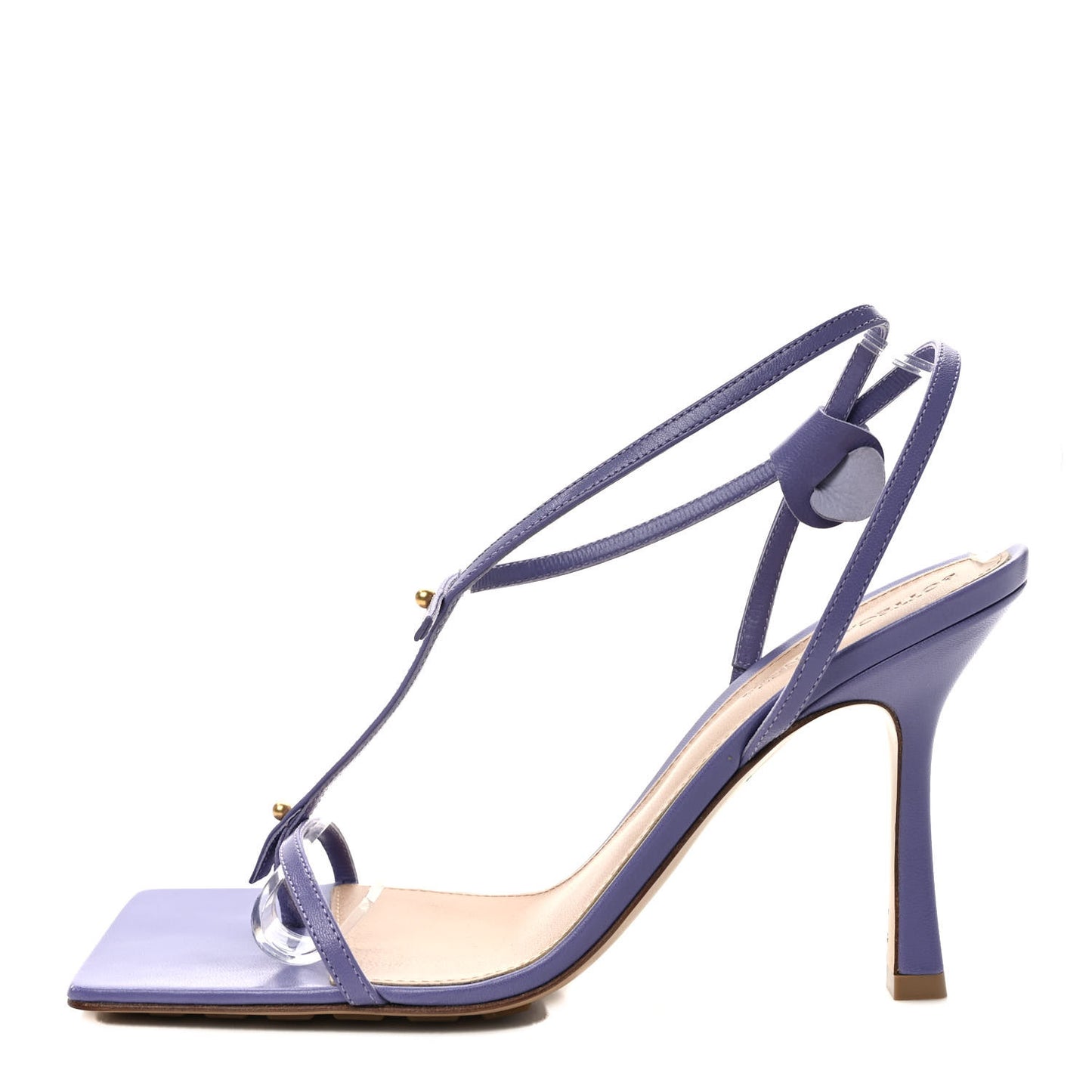 Lambskin Studded Stretch Multi Strap 90mm Sandals 39 Lavender