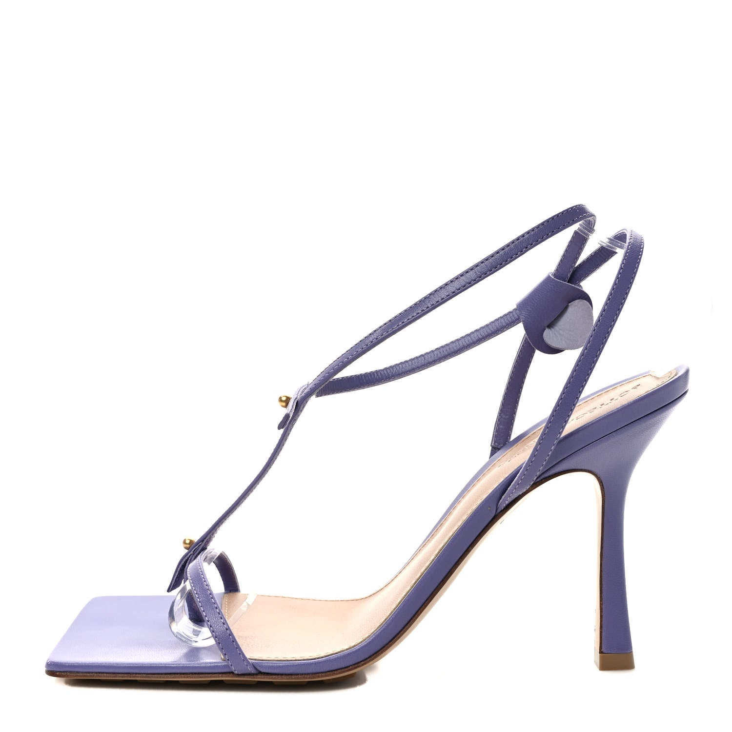 Bottega Veneta Lambskin Studded Stretch Multi Strap 90mm Sandals 39 Lavender 1 of 7