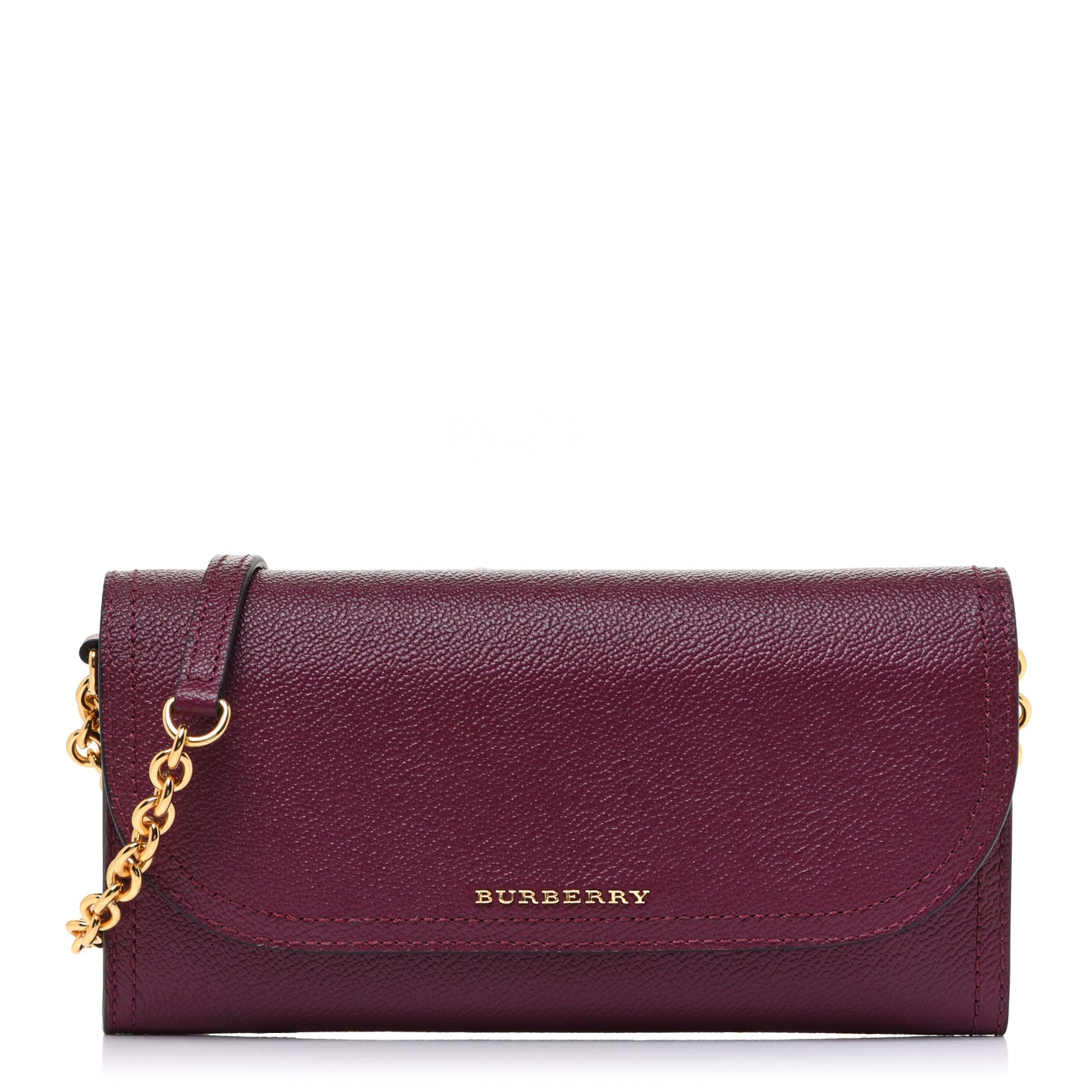 Grainy Calfskin Henley Wallet On Chain Burgundy