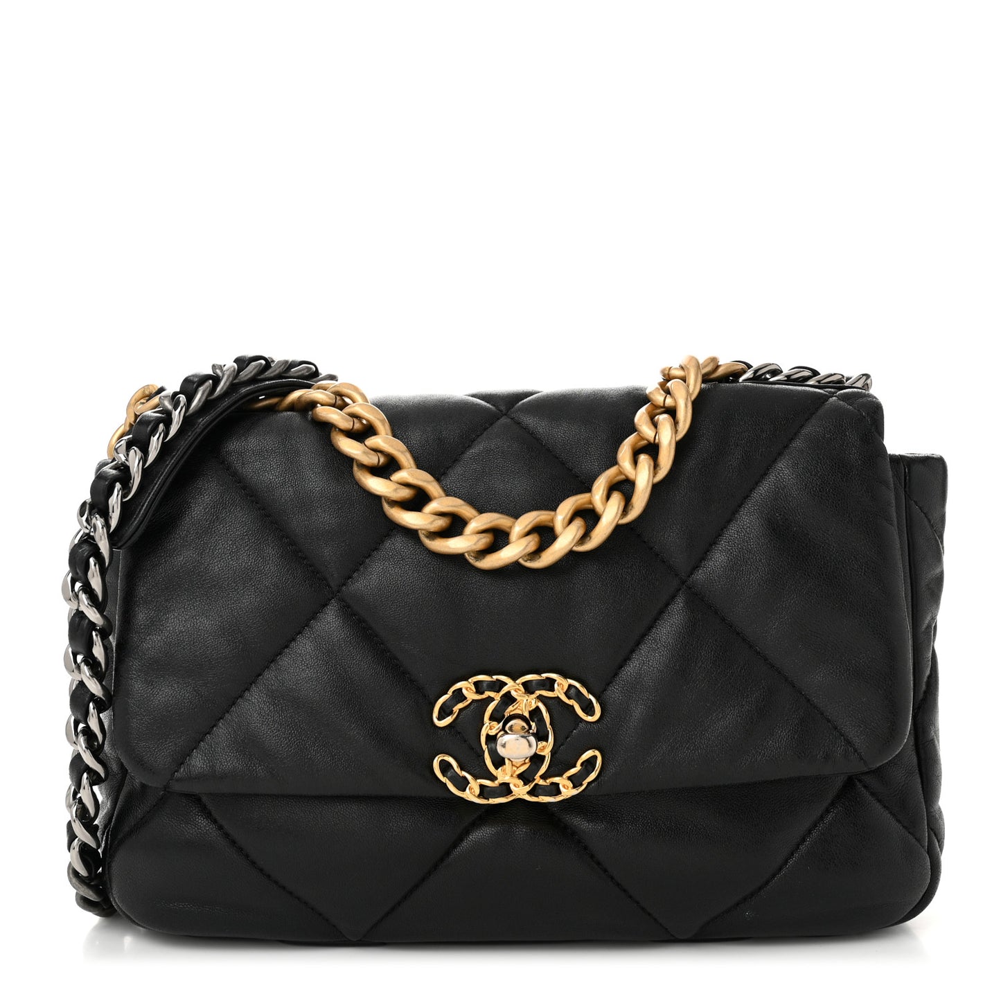 Goatskin Quilted Medium Chanel 19 Flap Black
