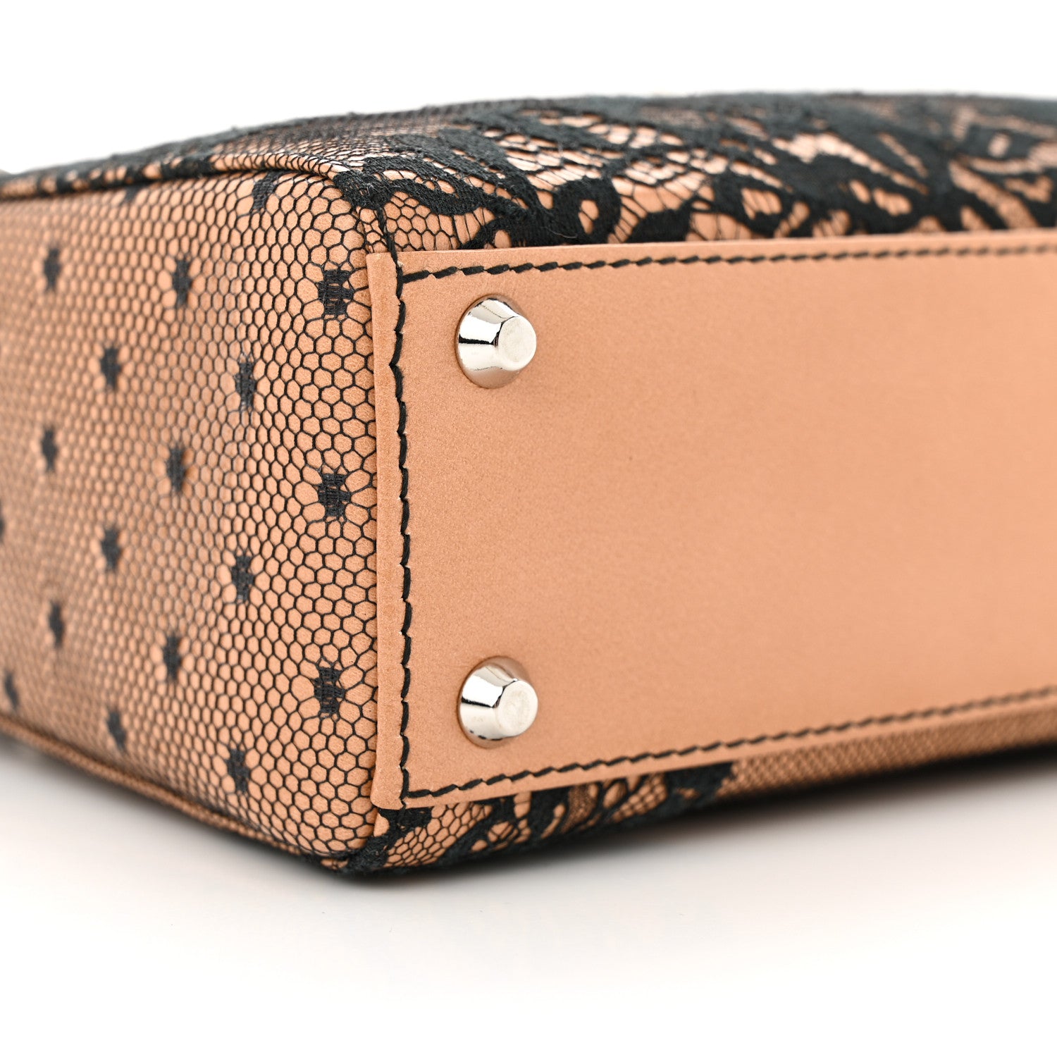 Christian Dior CHRISTIAN DIOR Lace Lambskin Mini Lady Dior Beige Black 8 of 9