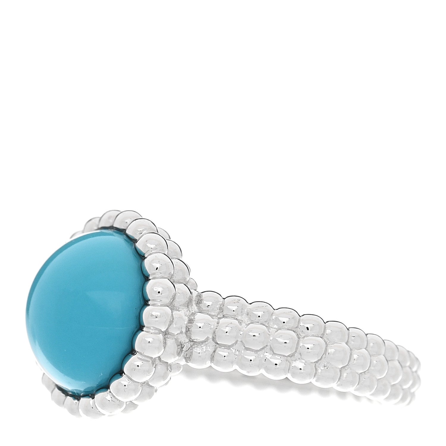 Van Cleef & Arpels 18K White Gold Turquoise Perlee Couleurs Ring