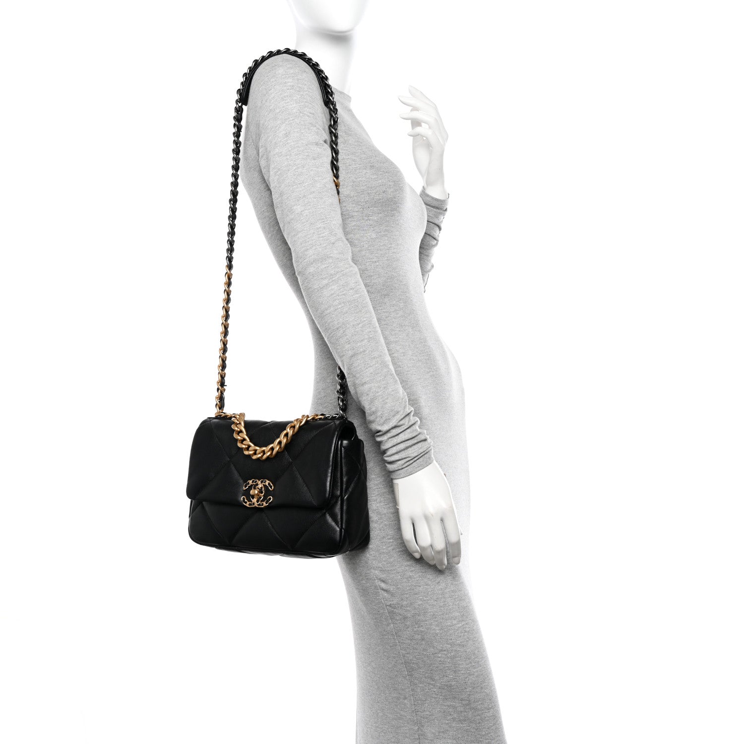 Chanel Lambskin Quilted Medium Chanel 19 Flap Black 2 of 10