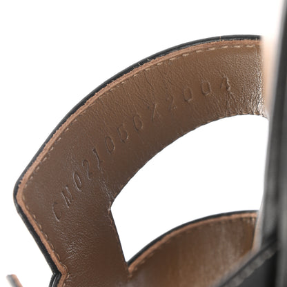 Hermes Box Calfskin Oran Sandals 38 Black 7 of 8