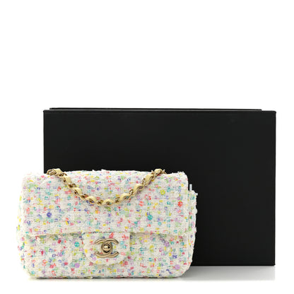 Chanel Tweed Quilted Mini Rectangular Flap Ecru Green Purple Red Yellow 13 of 13