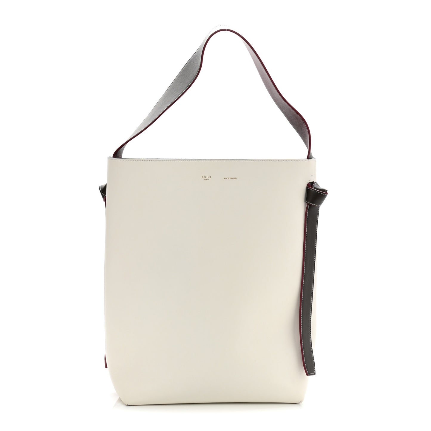 Shiny Smooth Calfskin Small Twisted Cabas White Camel Tan