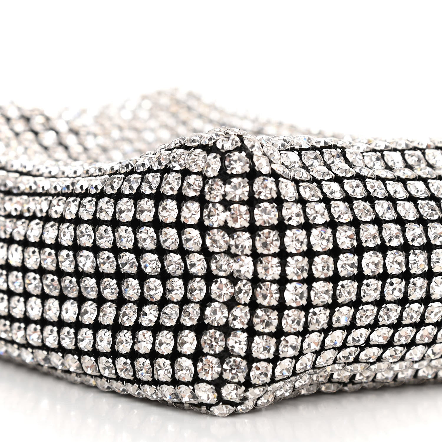 Alexander Wang Mesh Crystal Rhinestone Mini Heiress Pouch Black Silver 9 of 10