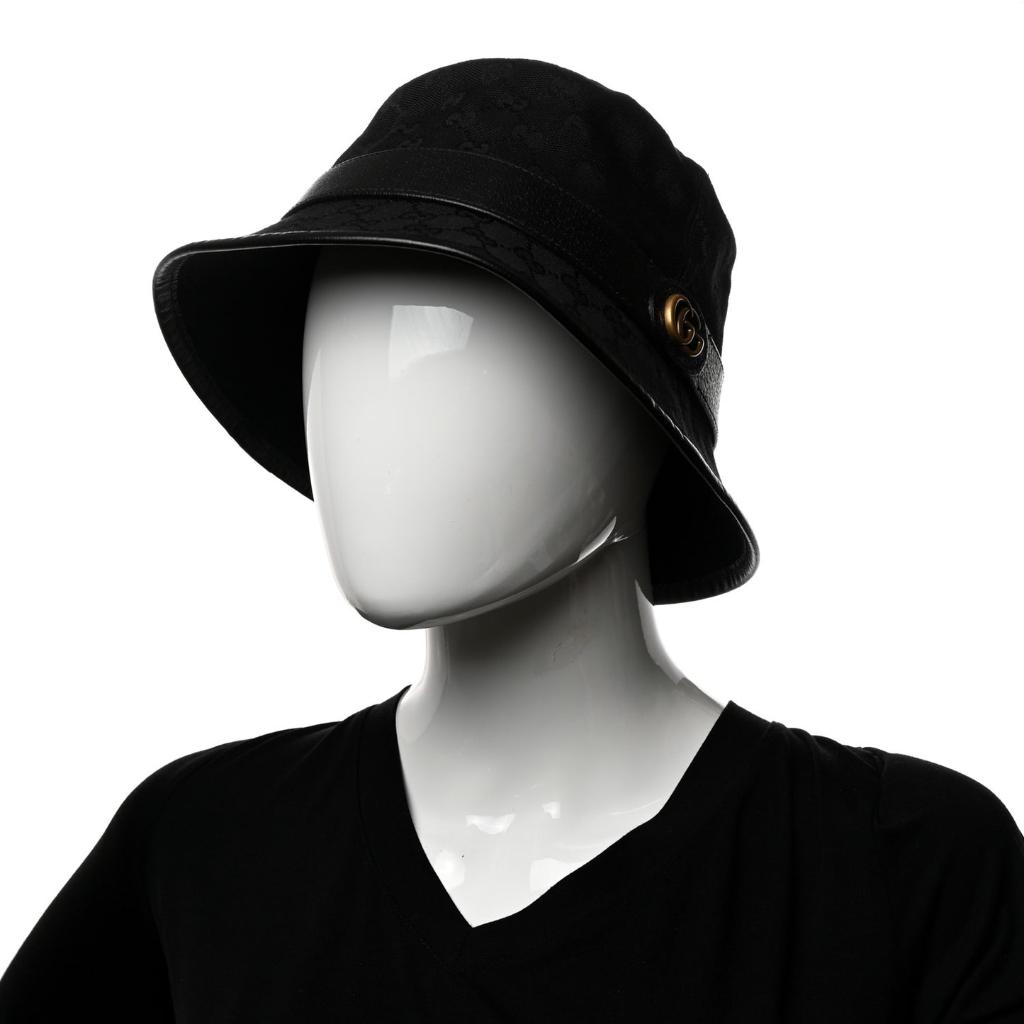 Monogram Textured Dollar Calfskin GG Jago Bucket Hat M Black
