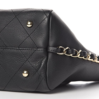 Chanel Bullskin Stitched Small Shopping Tote Black 9 of 11