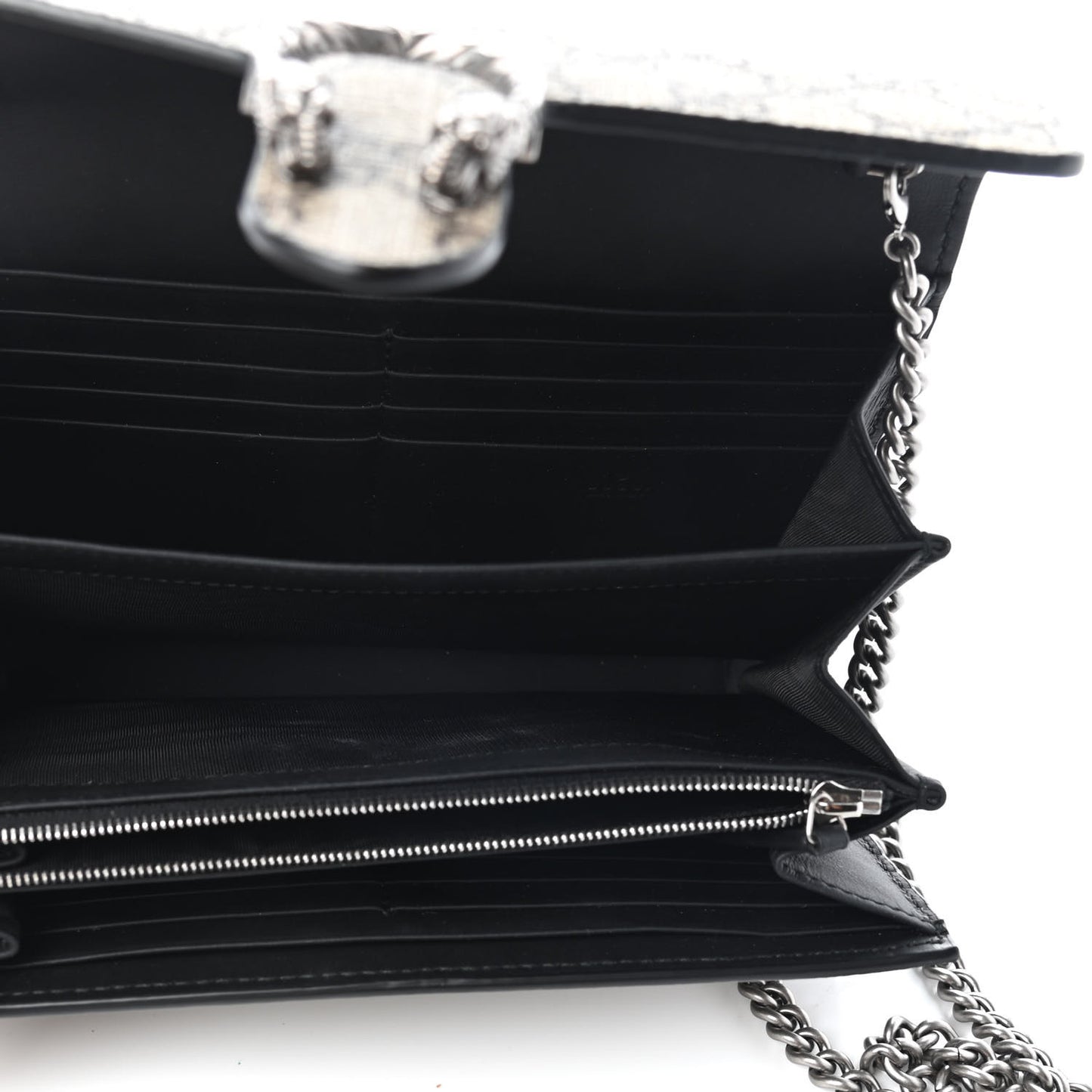 GG Supreme Monogram Mini Dionysus Chain Wallet Beige Black