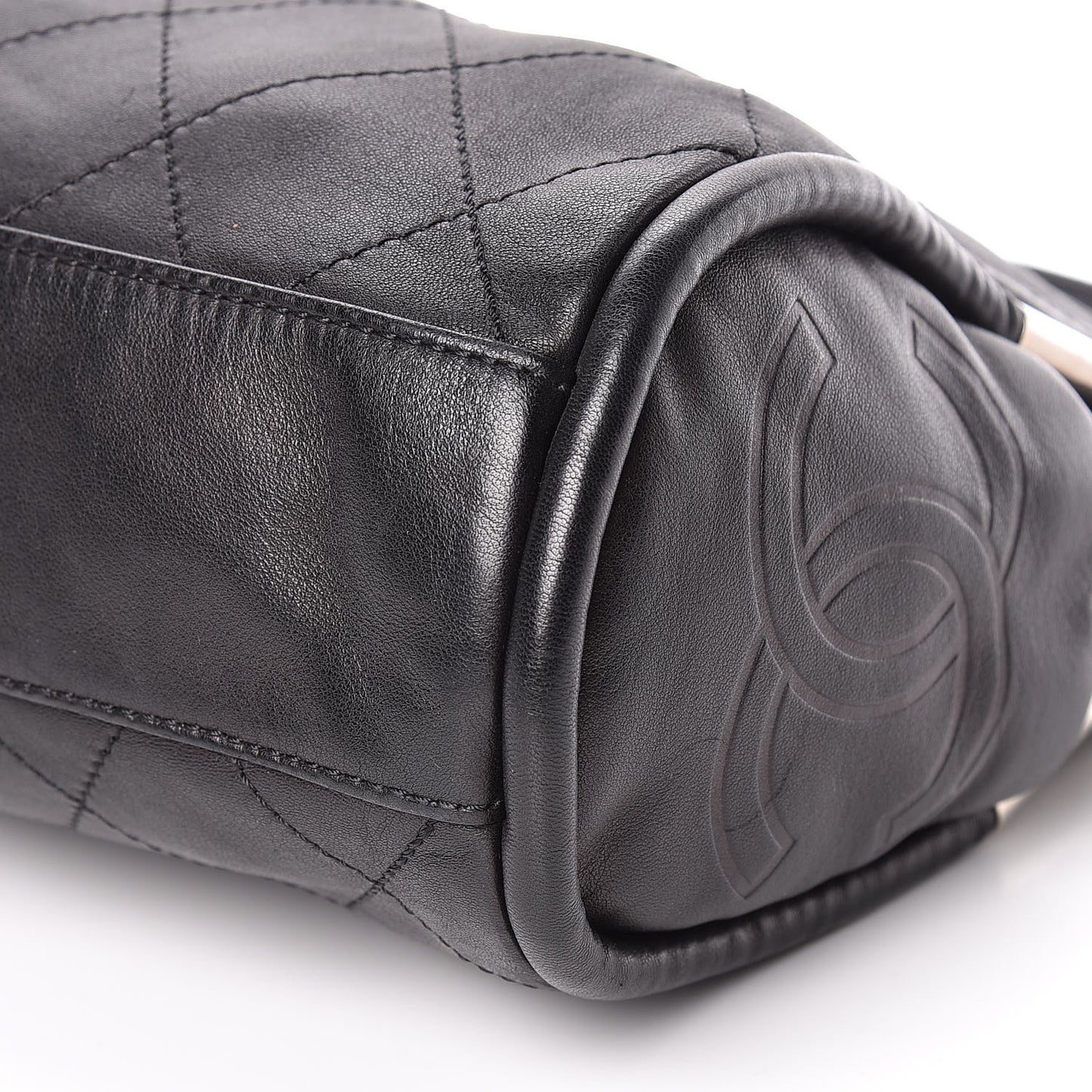 Lambskin Stitched Medium Ultimate Soft Tote Black