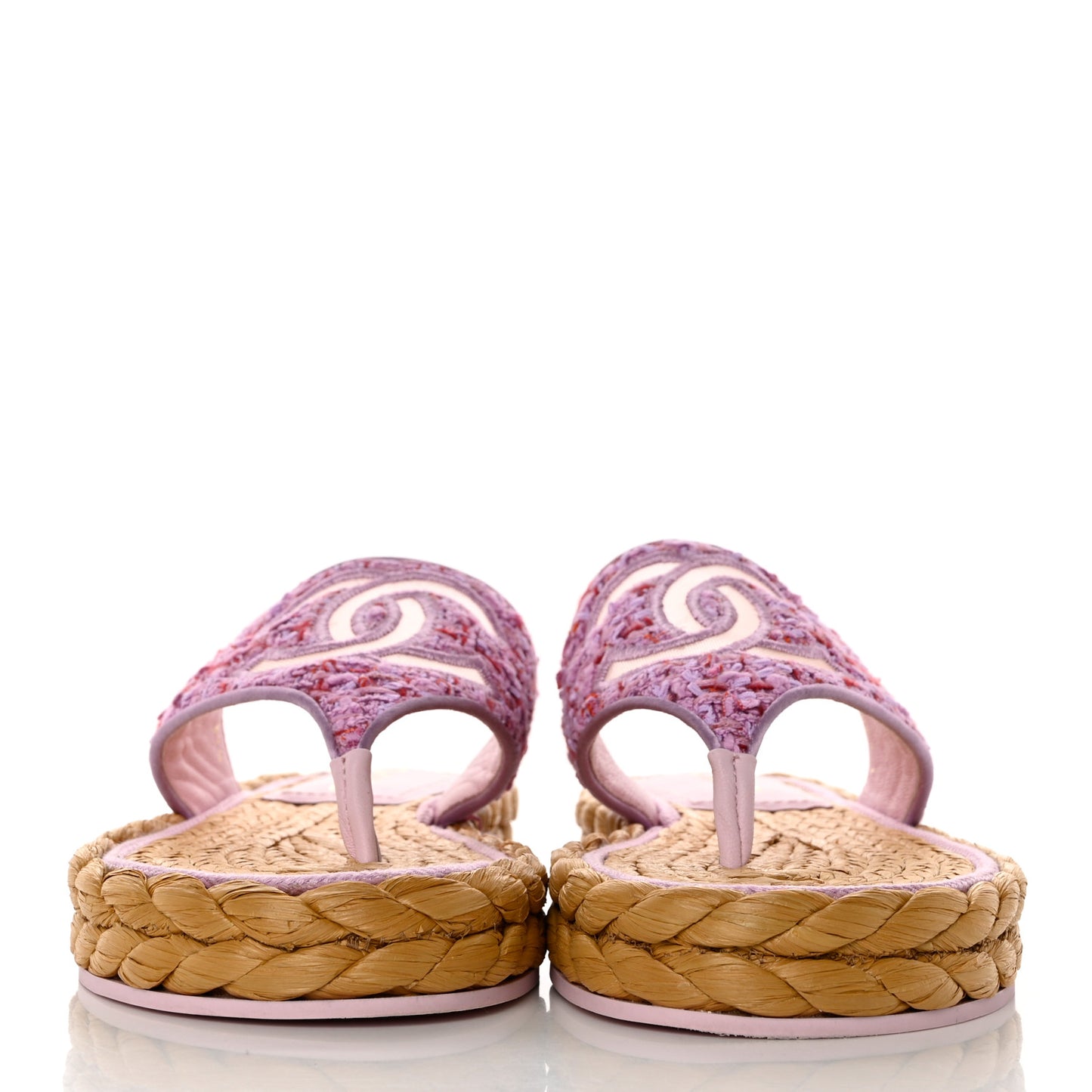Tweed CC Thong Sandals 37.5 Light Purple Pink Red