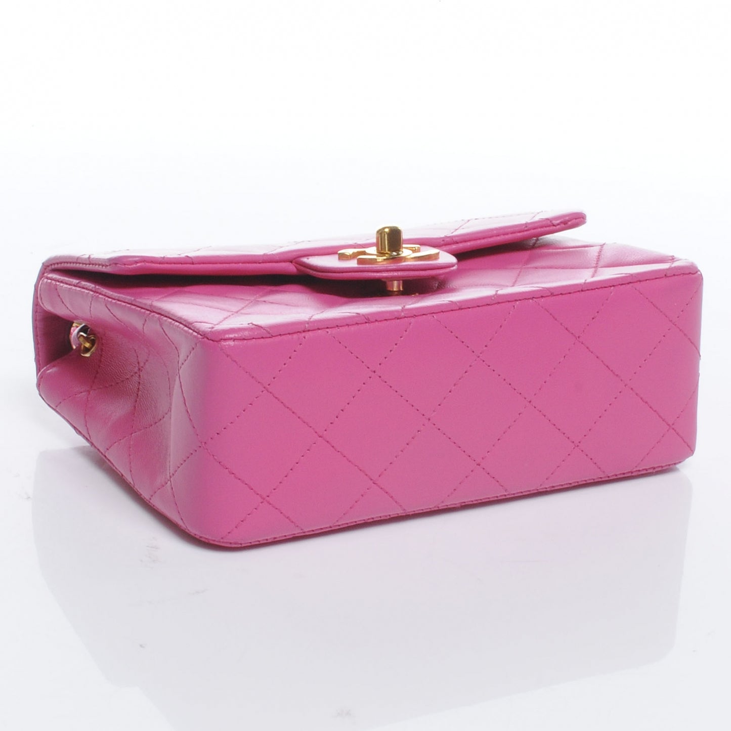 Lambskin Quilted Mini Flap Hot Pink