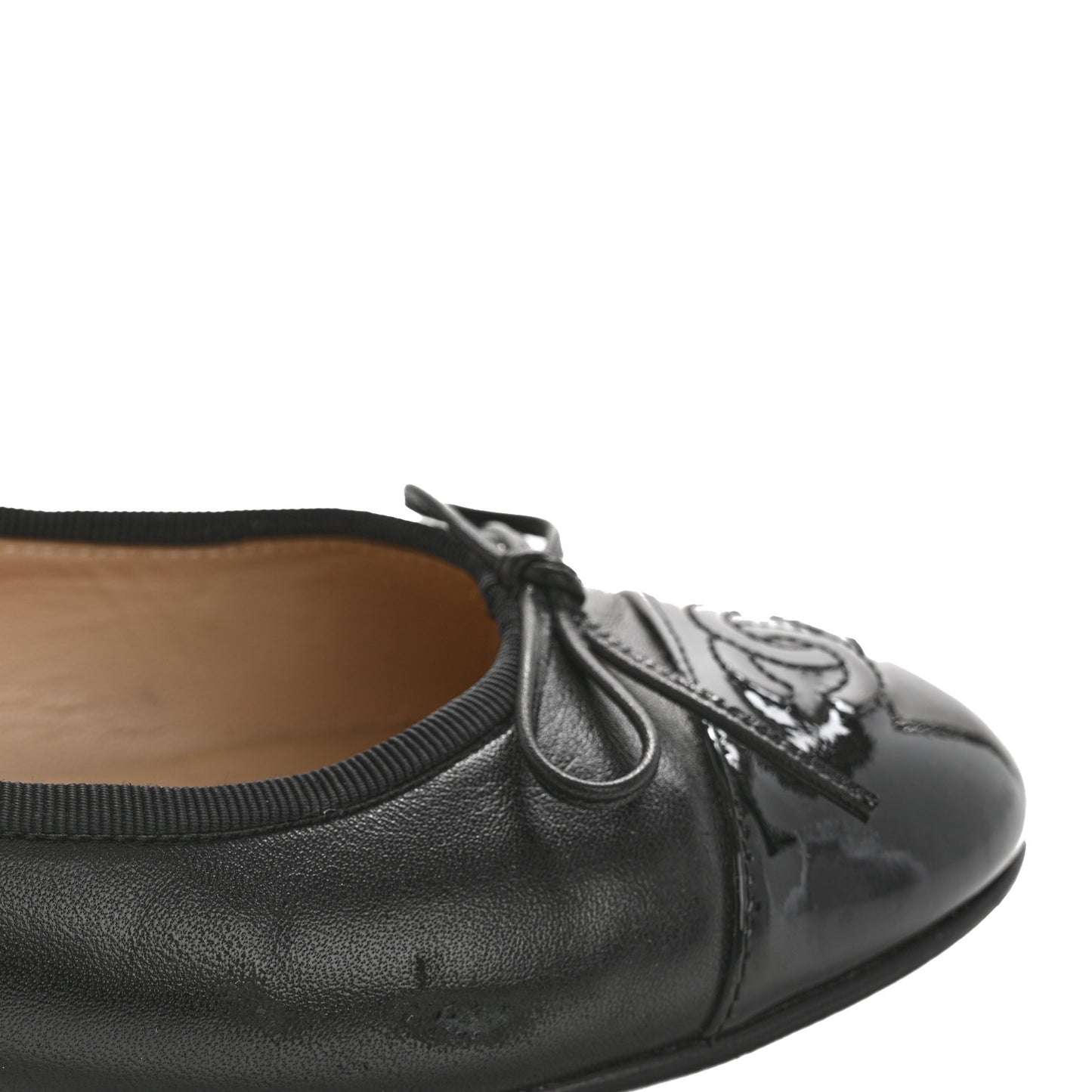 Lambskin Patent Cap Toe CC Ballerina Flats 37.5 Black