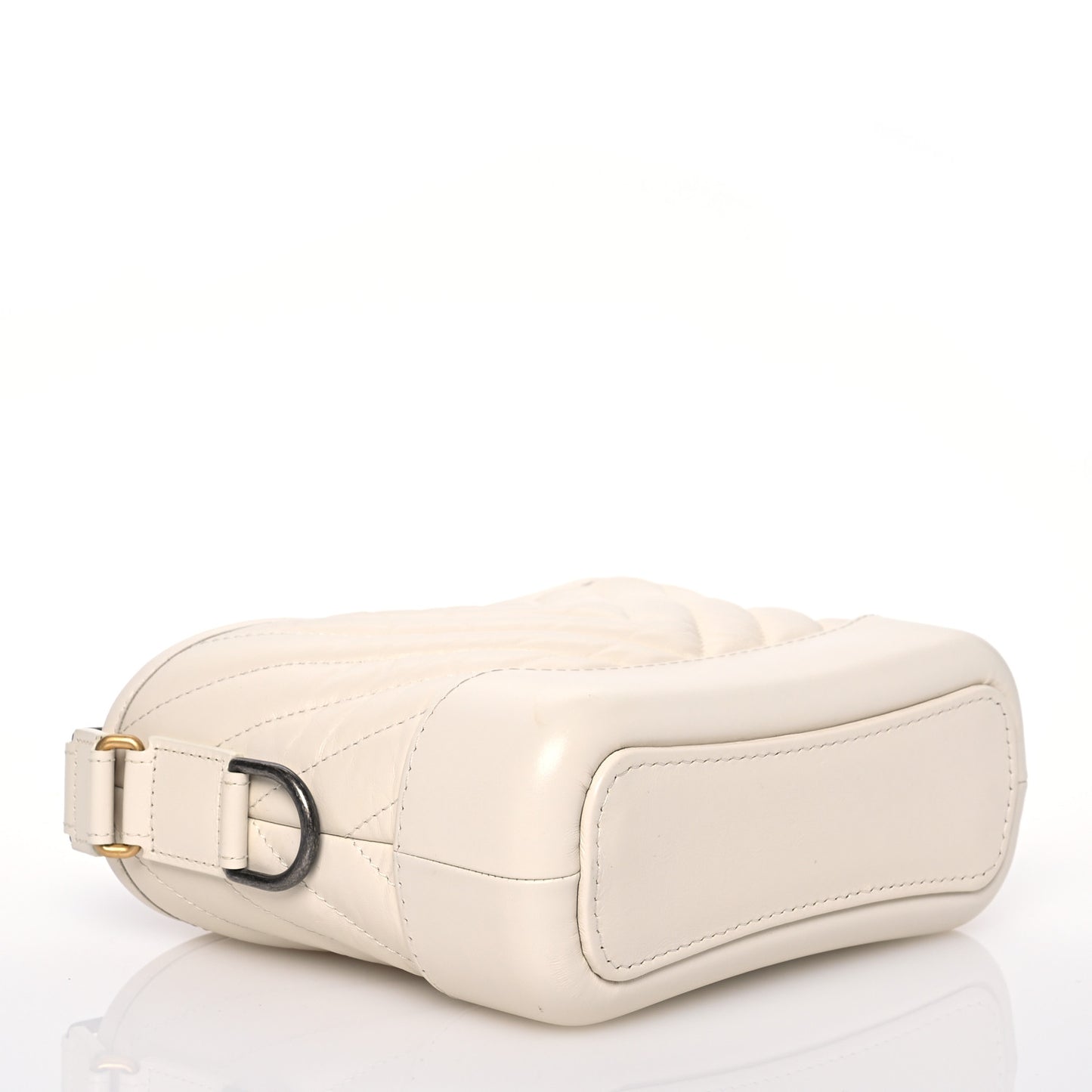 Aged Calfskin Chevron Quilted Small Gabrielle Hobo White