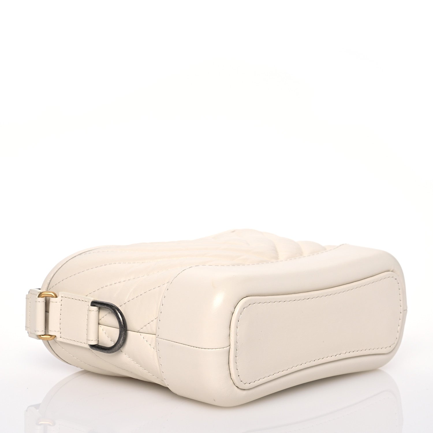 Chanel Aged Calfskin Chevron Quilted Small Gabrielle Hobo White 4 of 13