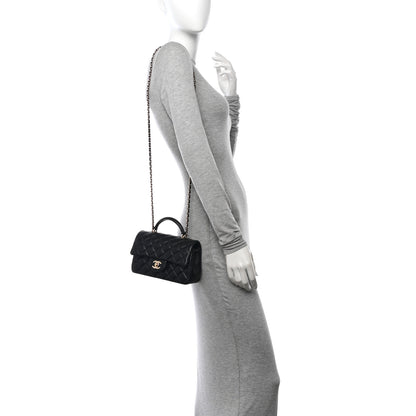Chanel Lambskin Quilted Mini Top Handle Rectangular Flap Black 2 of 12