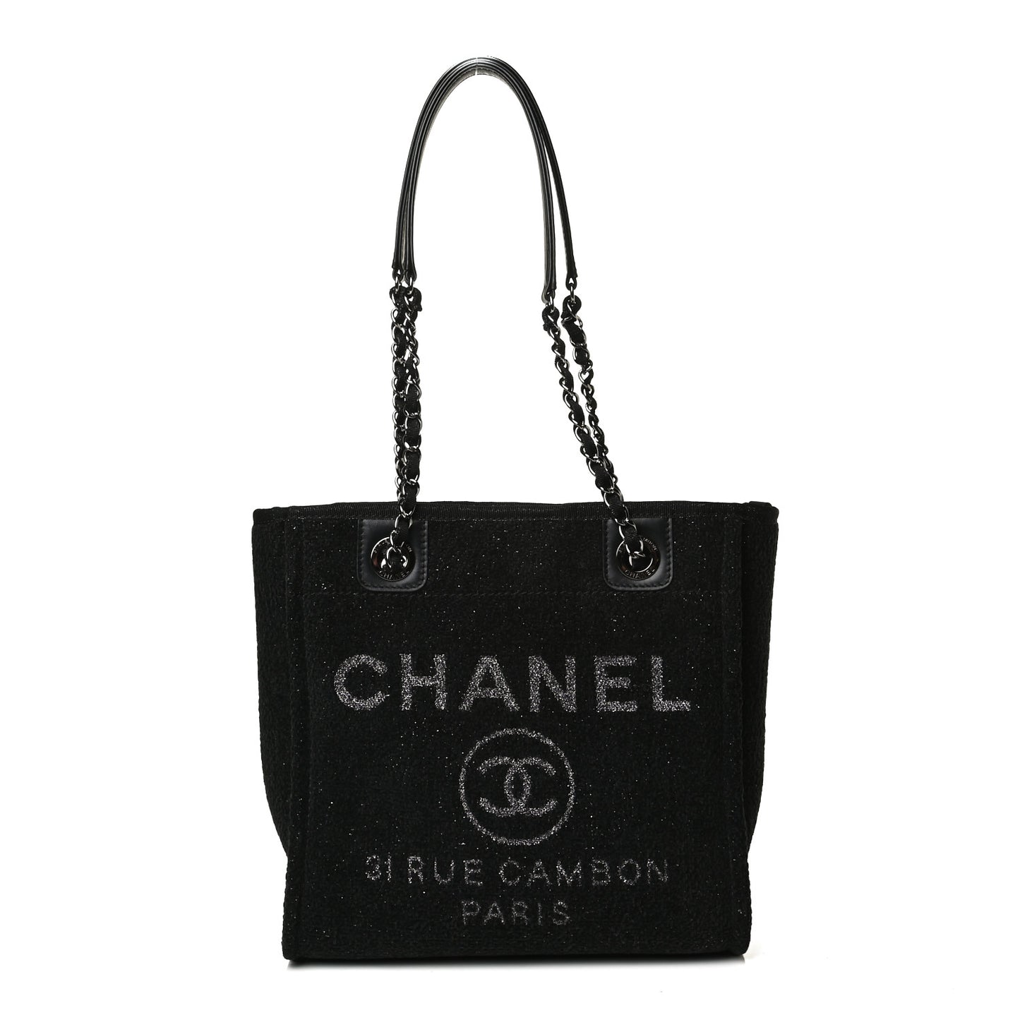 Lurex Boucle Mini Deauville Tote Black