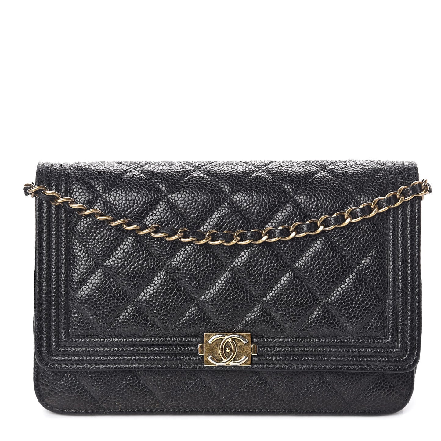 Caviar Quilted Boy Wallet On Chain WOC Black