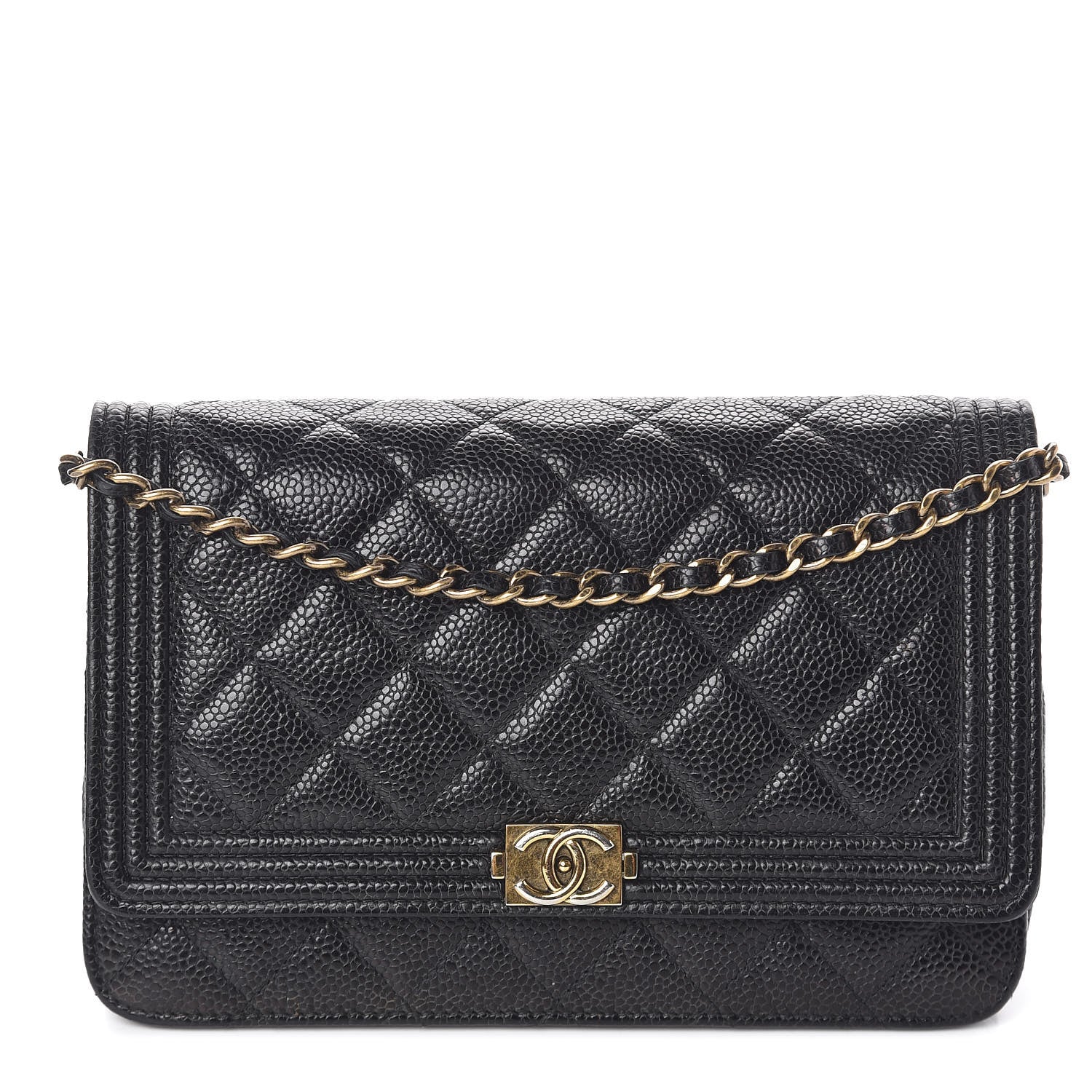 Chanel Caviar Quilted Boy Wallet On Chain WOC Black 1 of 14