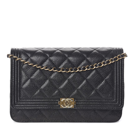 Chanel Caviar Quilted Boy Wallet On Chain WOC Black 1 of 14