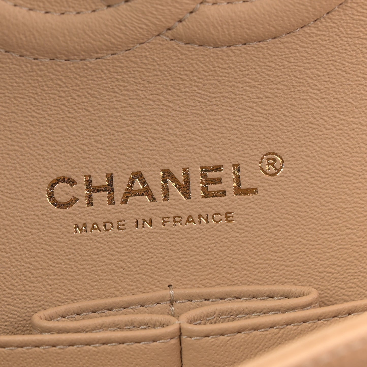 Caviar Quilted Medium Double Flap Beige