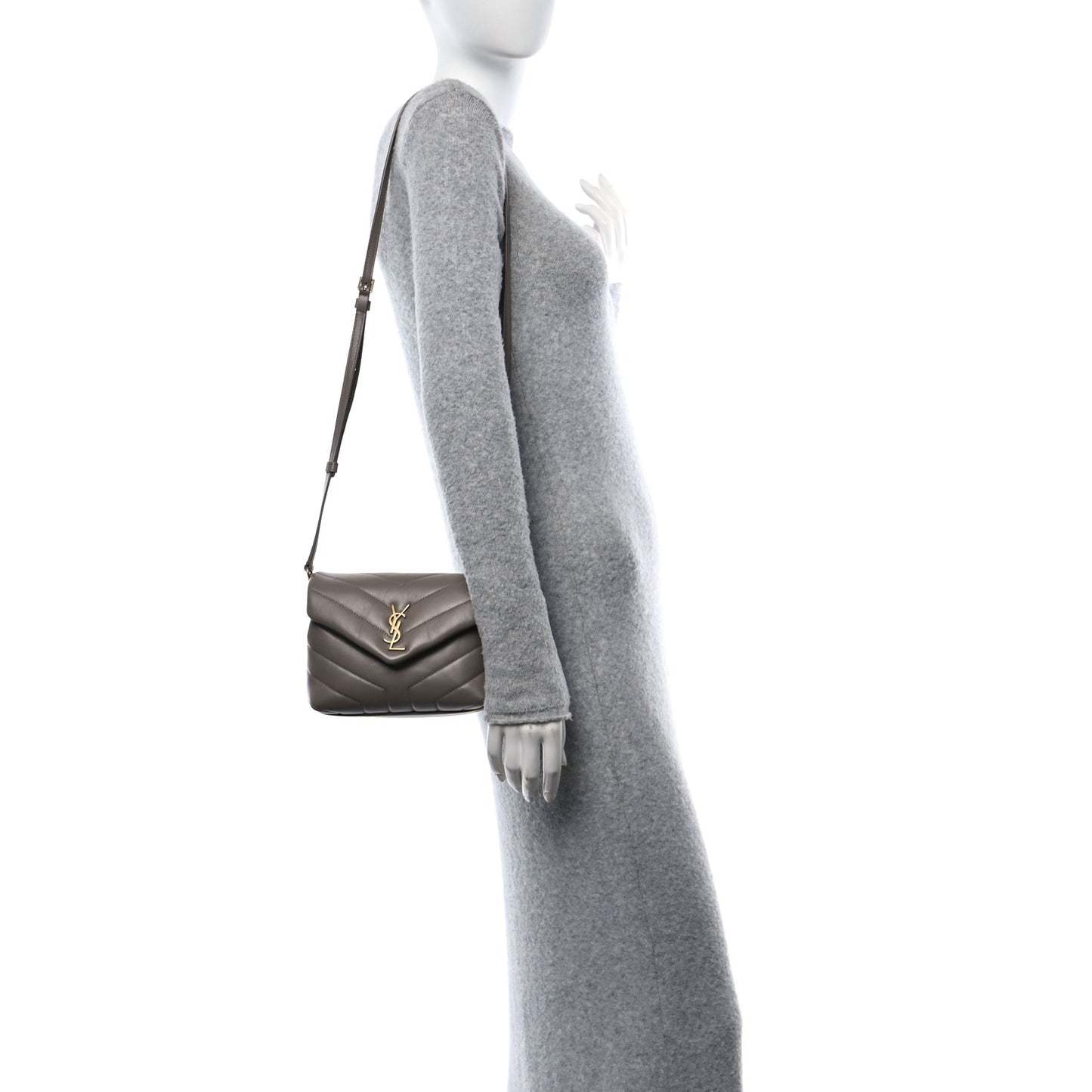 Calfskin Y Quilted Monogram Toy Loulou Crossbody Bag Dark Beige