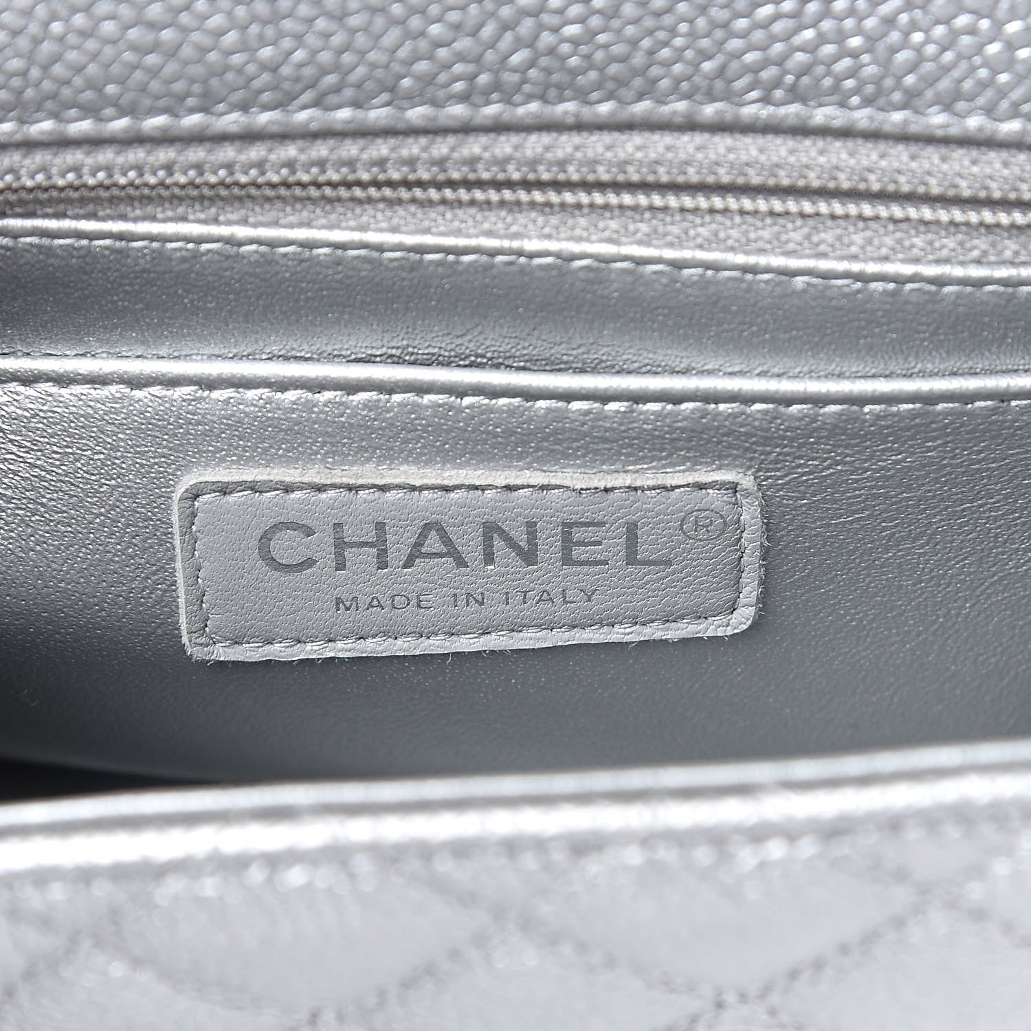 Chanel Metallic Caviar Quilted Mini Square Flap Silver 6 of 10