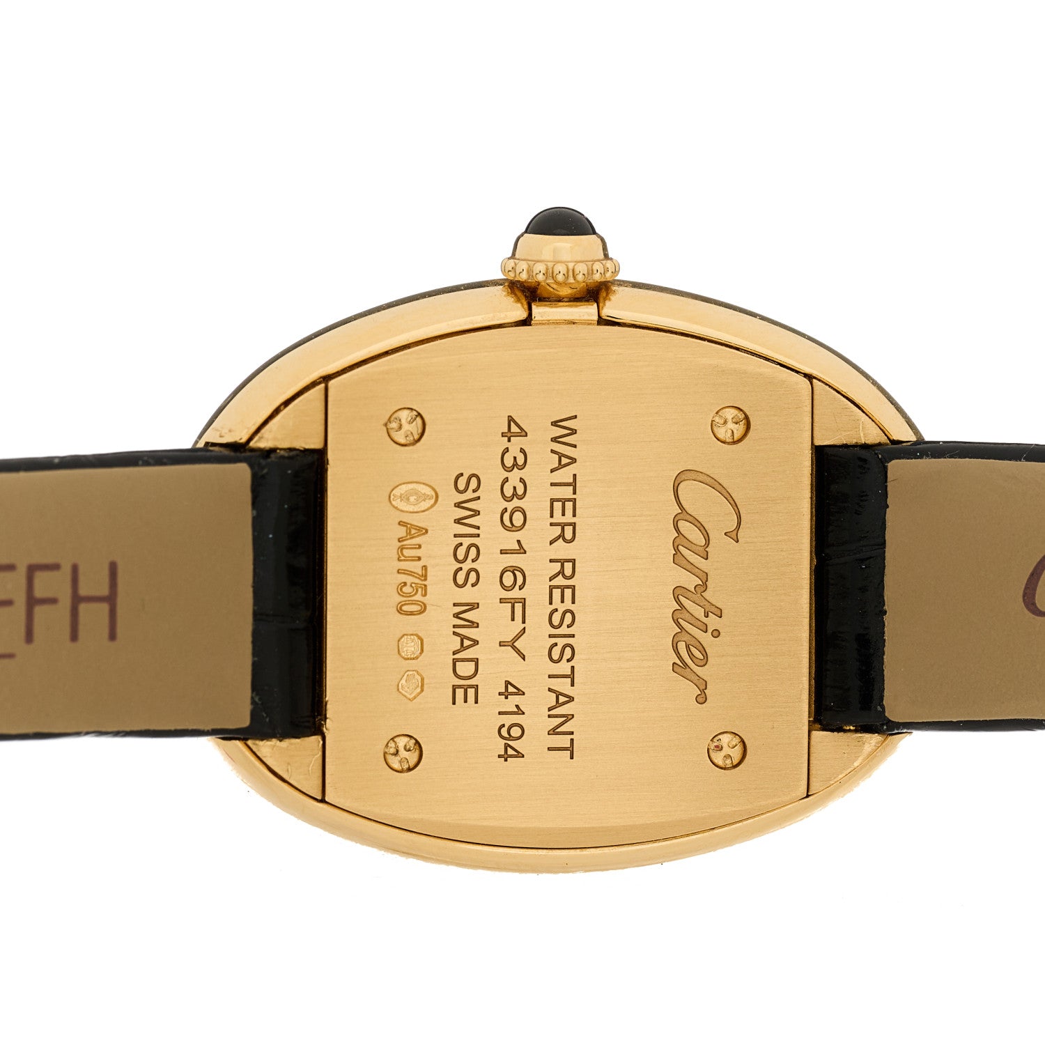 Cartier 18K Yellow Gold Alligator 23mm Baignoire Quartz Watch