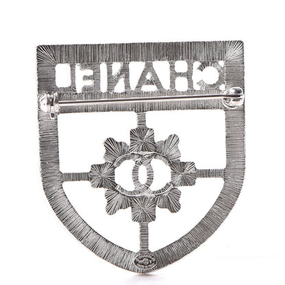 Chanel Swarovski Baguette Crystal CC Shield Brooch Silver 3 of 5