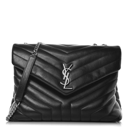 Saint Laurent Calfskin Y Quilted Monogram Medium Loulou Chain Satchel Black 1 of 7