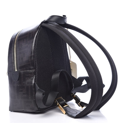 Fendi X FILA Glazed Fabric Vitello Century FF 1974 Mania Mini Backpack Black White 3 of 10