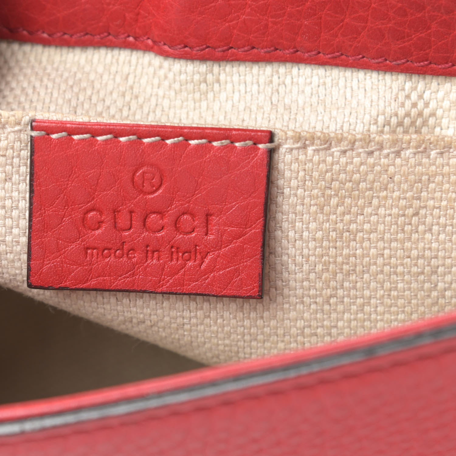Gucci Pebbled Calfskin Small Soho Flap Crossbody Red 6 of 10