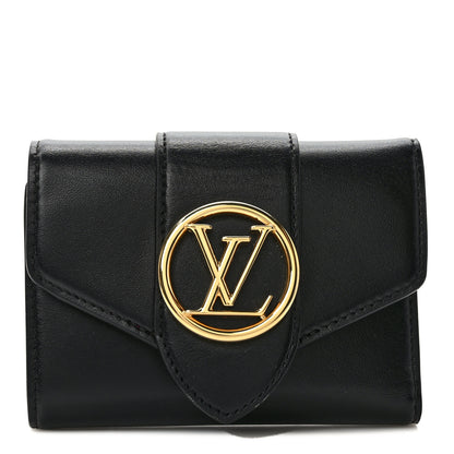 Louis Vuitton Smooth Calfskin LV Pont 9 Compact Wallet Black 1 of 7