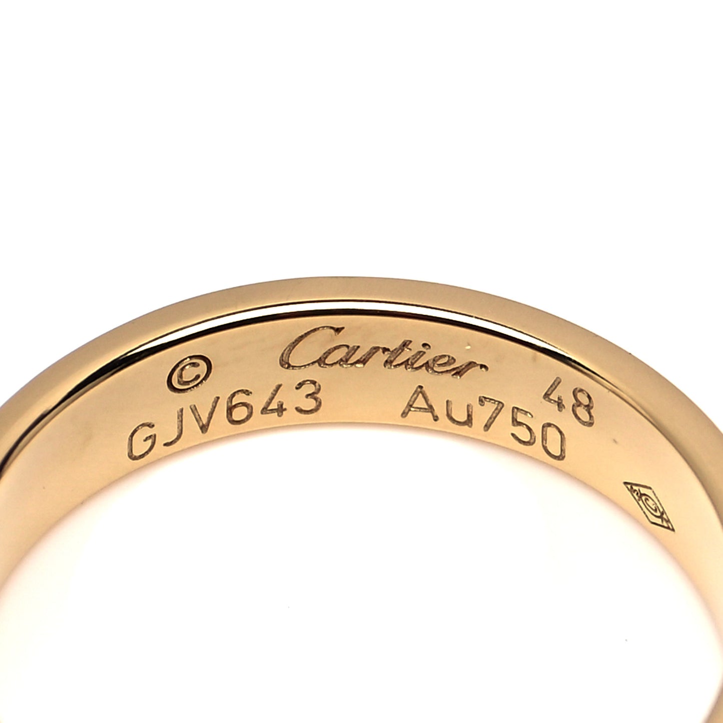 18K Yellow Gold 3.5mm LOVE Wedding Band Ring 48 4.5