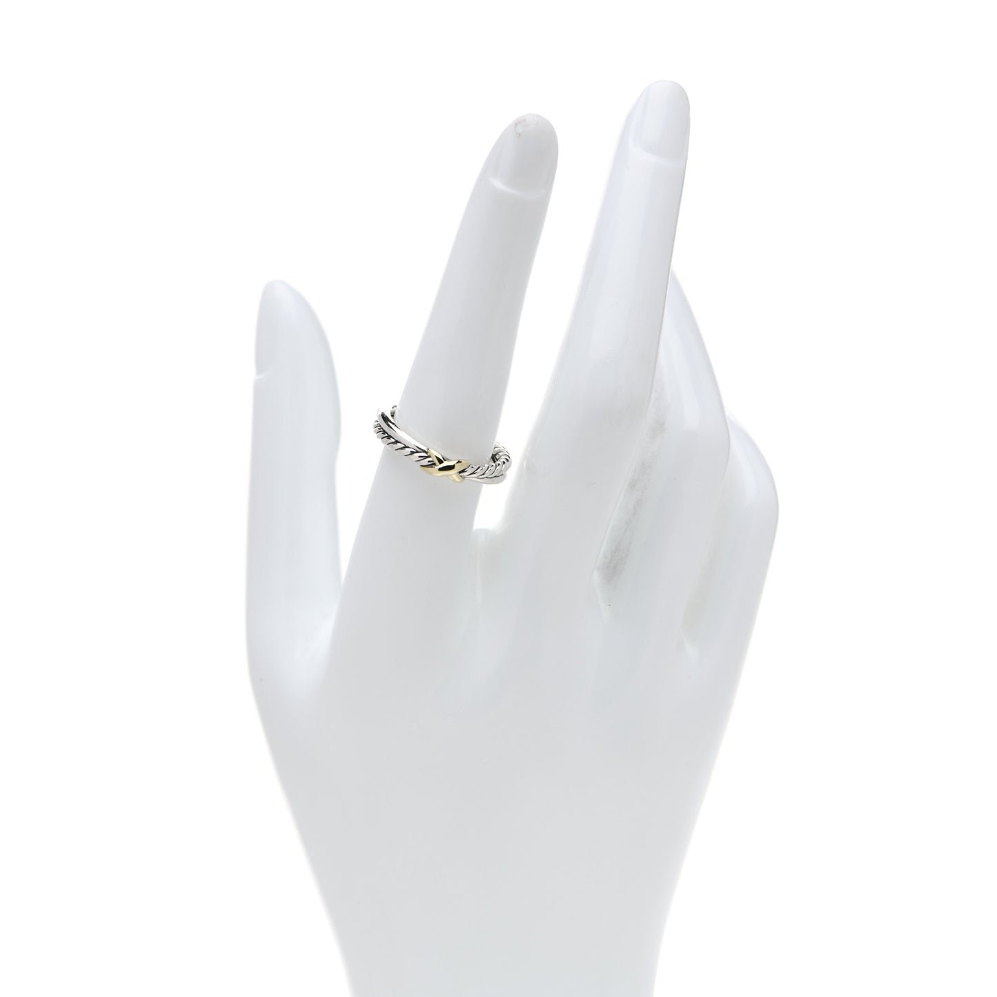 Sterling Silver 18K Yellow Gold Petite X Crossover Ring 57 8