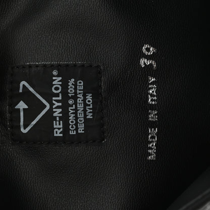 Prada Spazzolato Rois Re-Nylon Metal Triangle Logo Monolith Pouch Pocket 55mm Tall Boots 39 Black 8 of 8