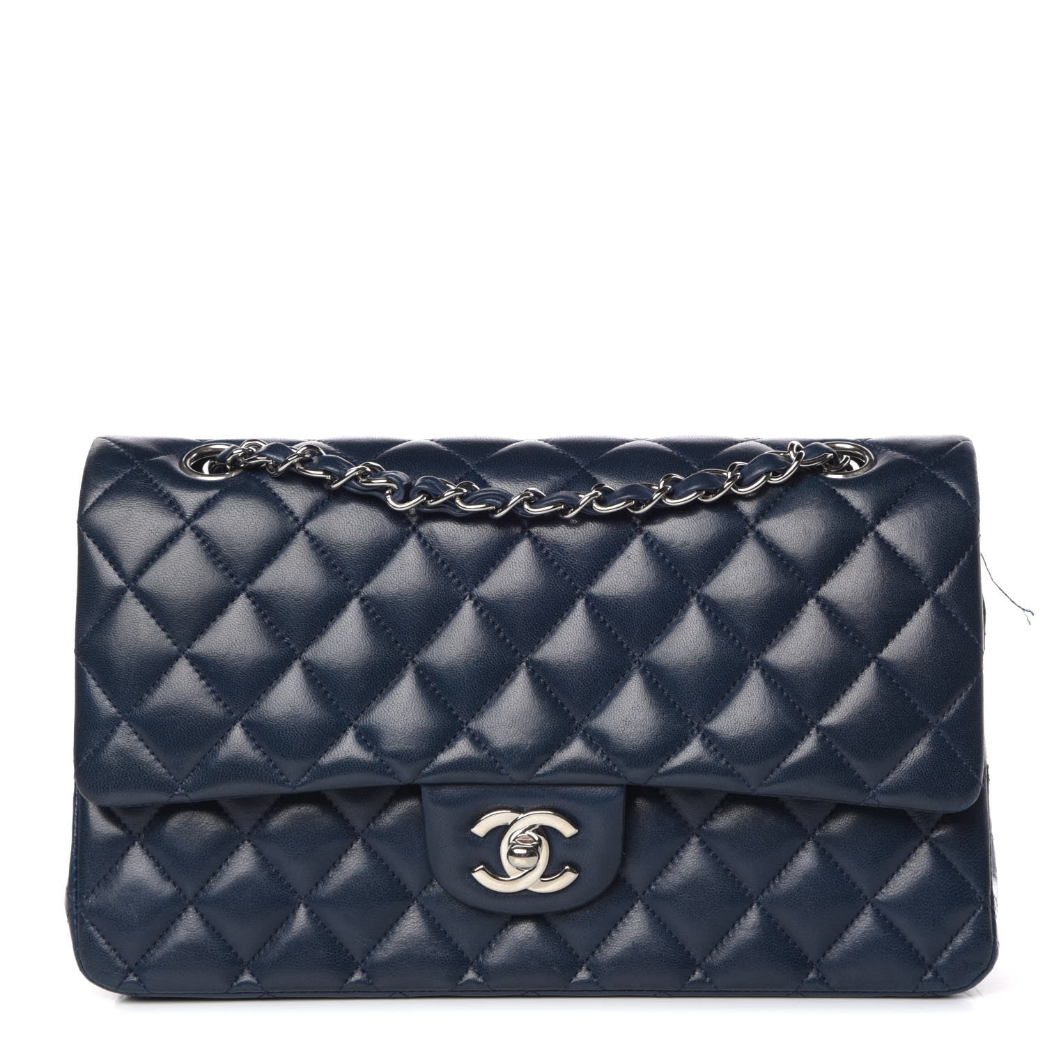 Chanel Lambskin Quilted Medium Double Flap Dark Blue 1 of 13
