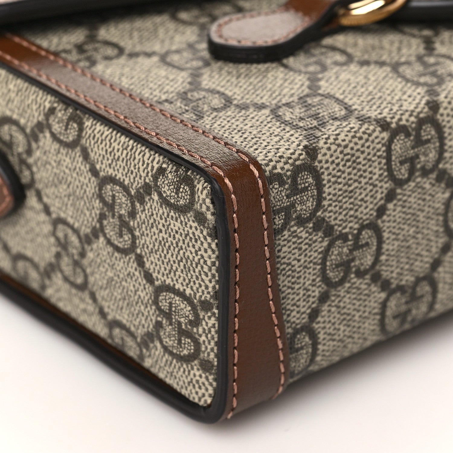 Gucci GG Supreme Monogram Mini Horsebit 1955 Shoulder Bag Beige Brown Sugar 8 of 10