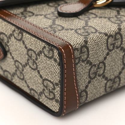 Gucci GG Supreme Monogram Mini Horsebit 1955 Shoulder Bag Beige Brown Sugar 8 of 10