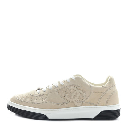 Chanel Suede Womens CC Sneakers 41 Light Beige 1 of 8
