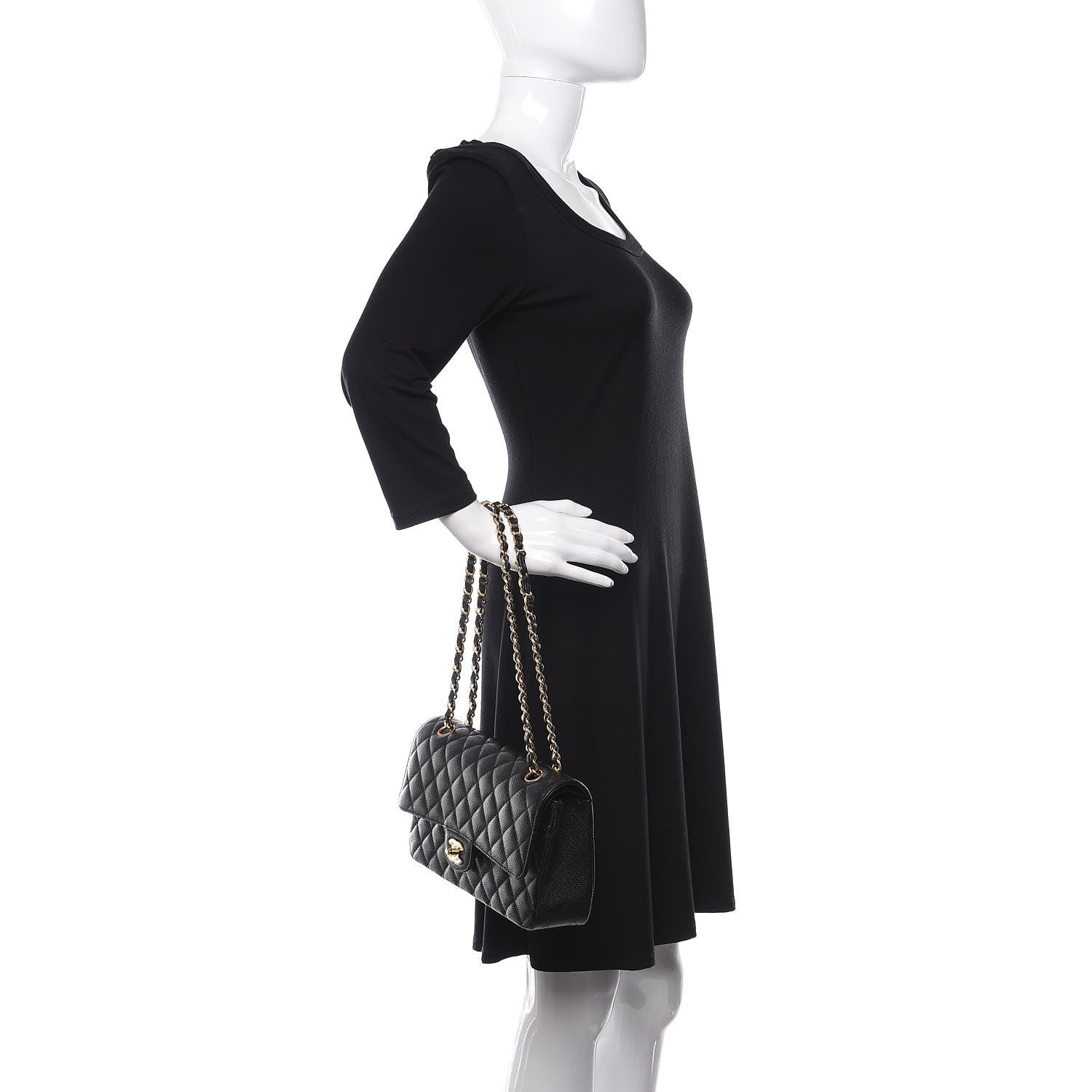 Chanel Caviar Quilted Medium Double Flap Black 2 of 12