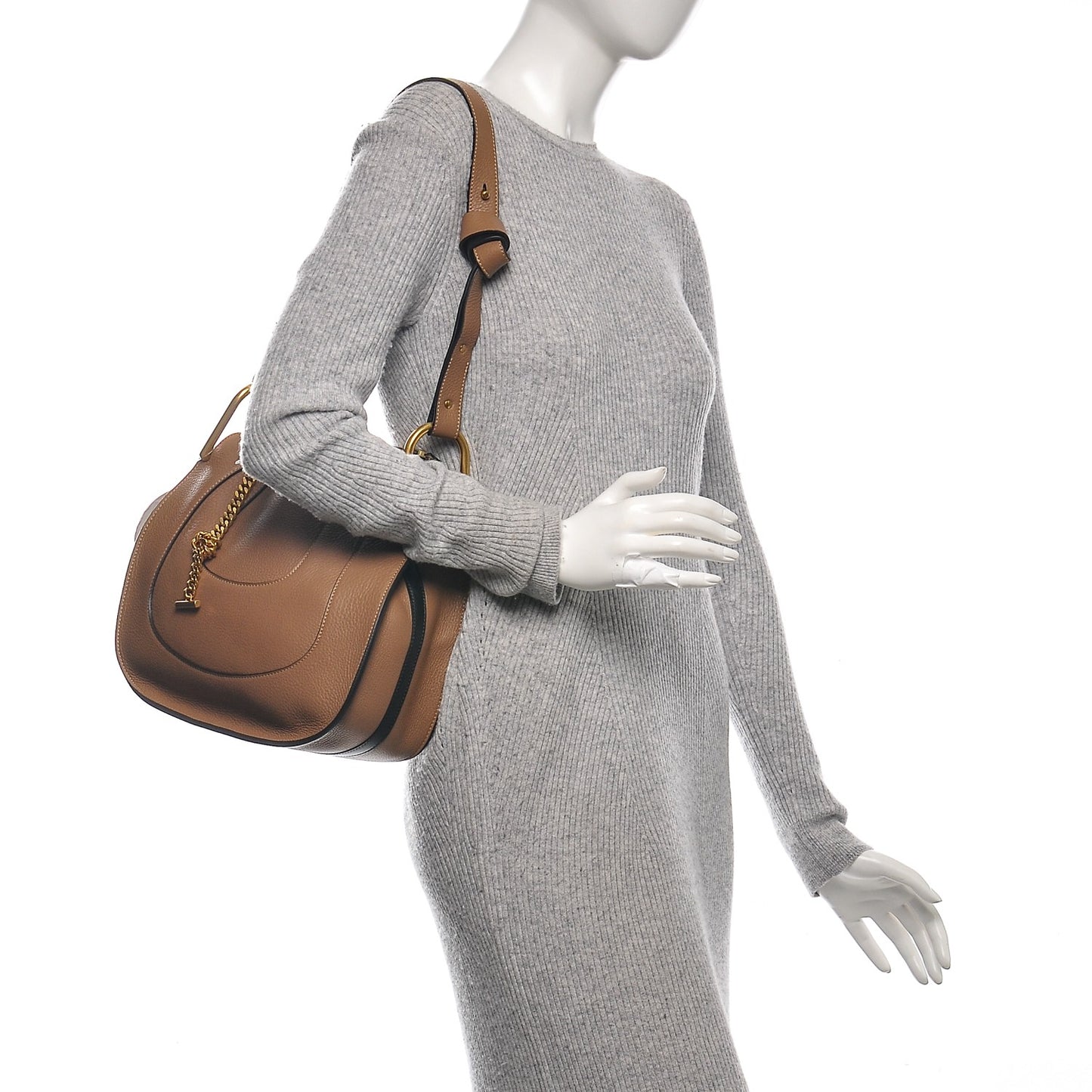 Grained Calfskin Small Hayley Hobo Nut
