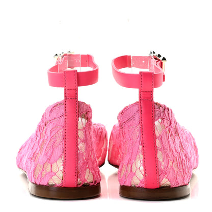 Valentino Garavani Lace Ankle Strap Ballerina Flats 36.5 Framboise 5 of 9
