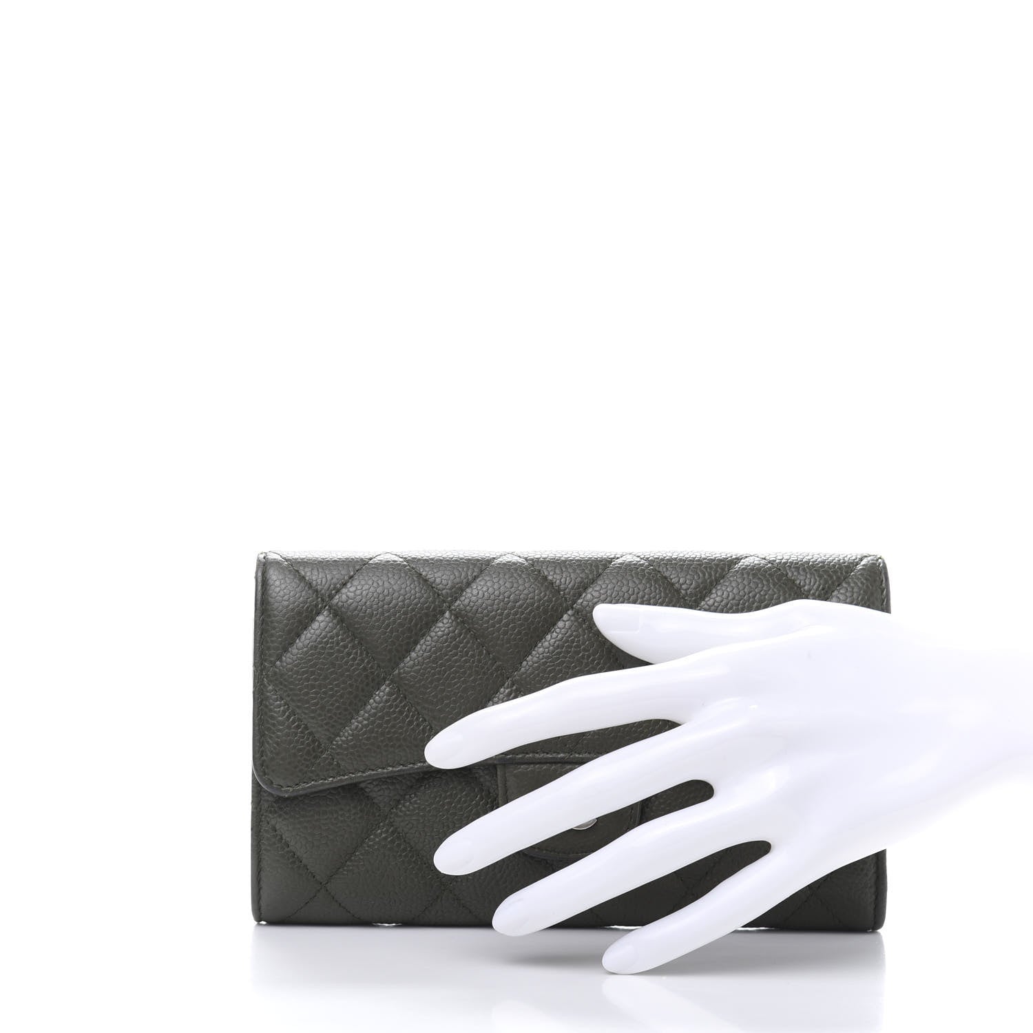 Chanel Caviar Quilted Large Flap Wallet Dark Green 2 of 13