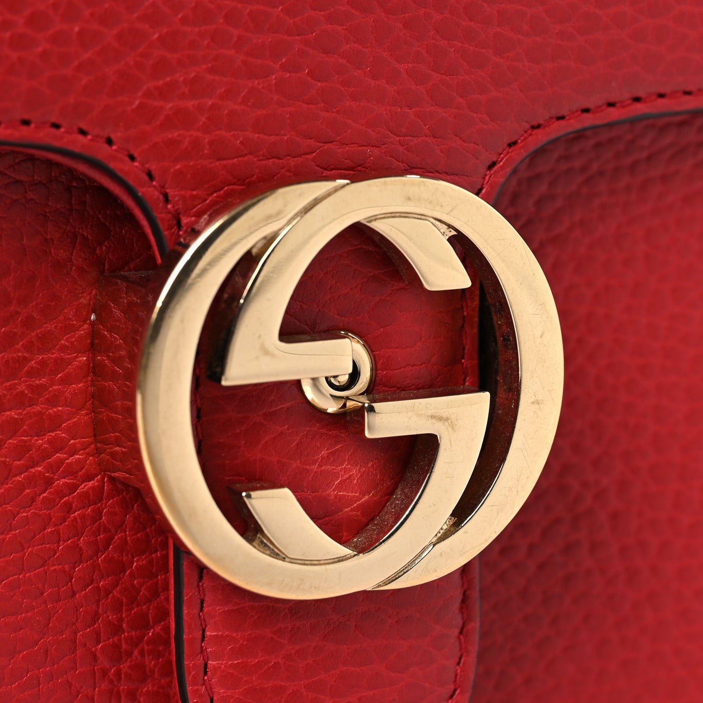 Dollar Calfskin Small Interlocking G Shoulder Bag Red